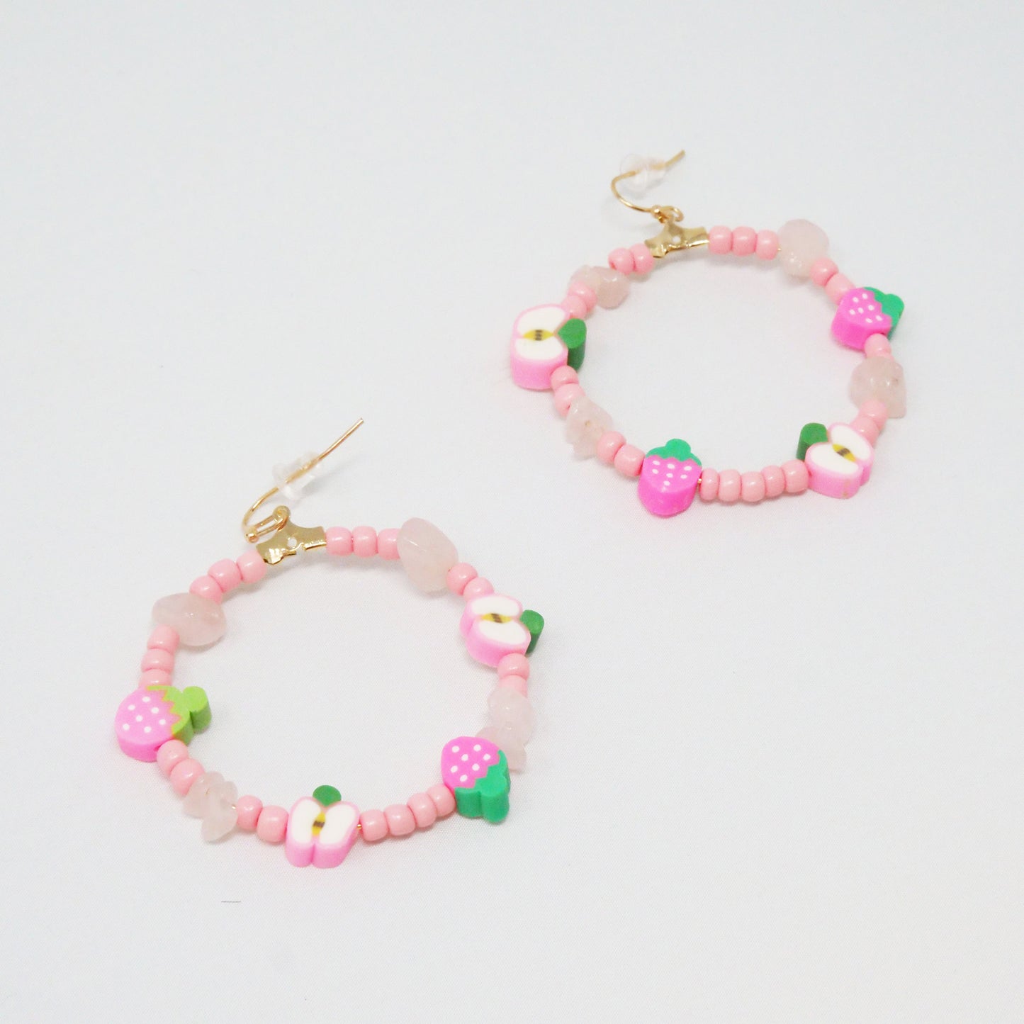 y2k Blush Pink Fruity Hoops