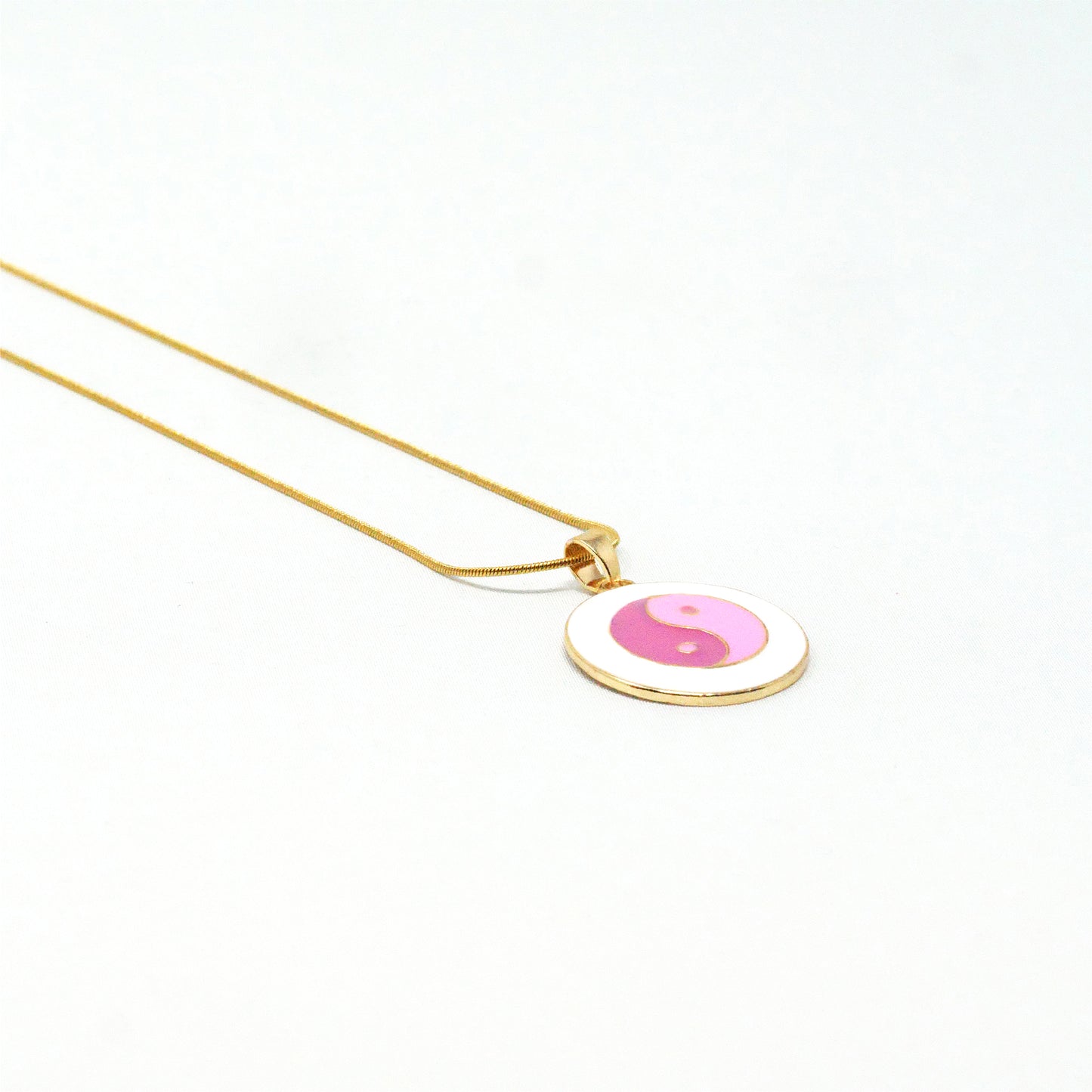 Pink Enamel Yin Yang Necklace