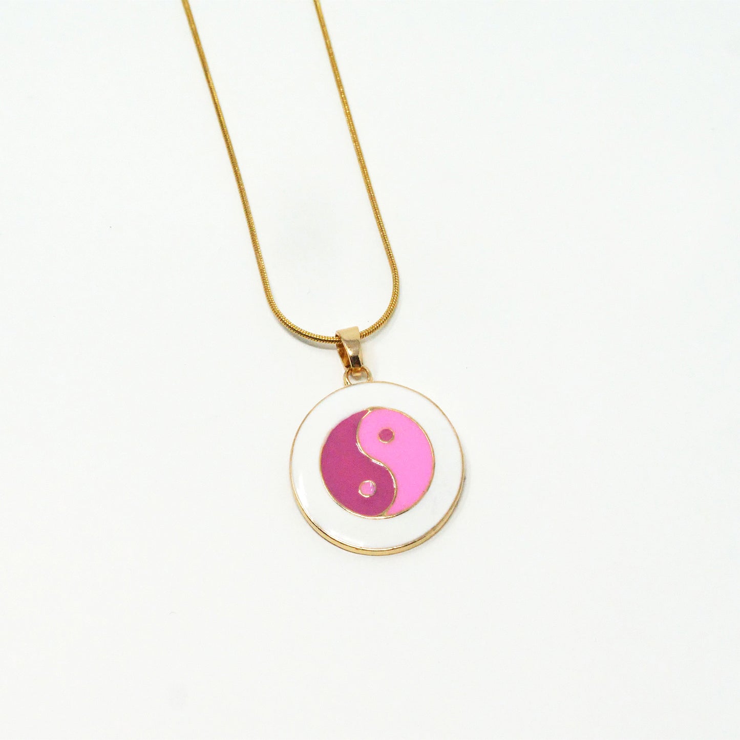 Pink Enamel Yin Yang Necklace