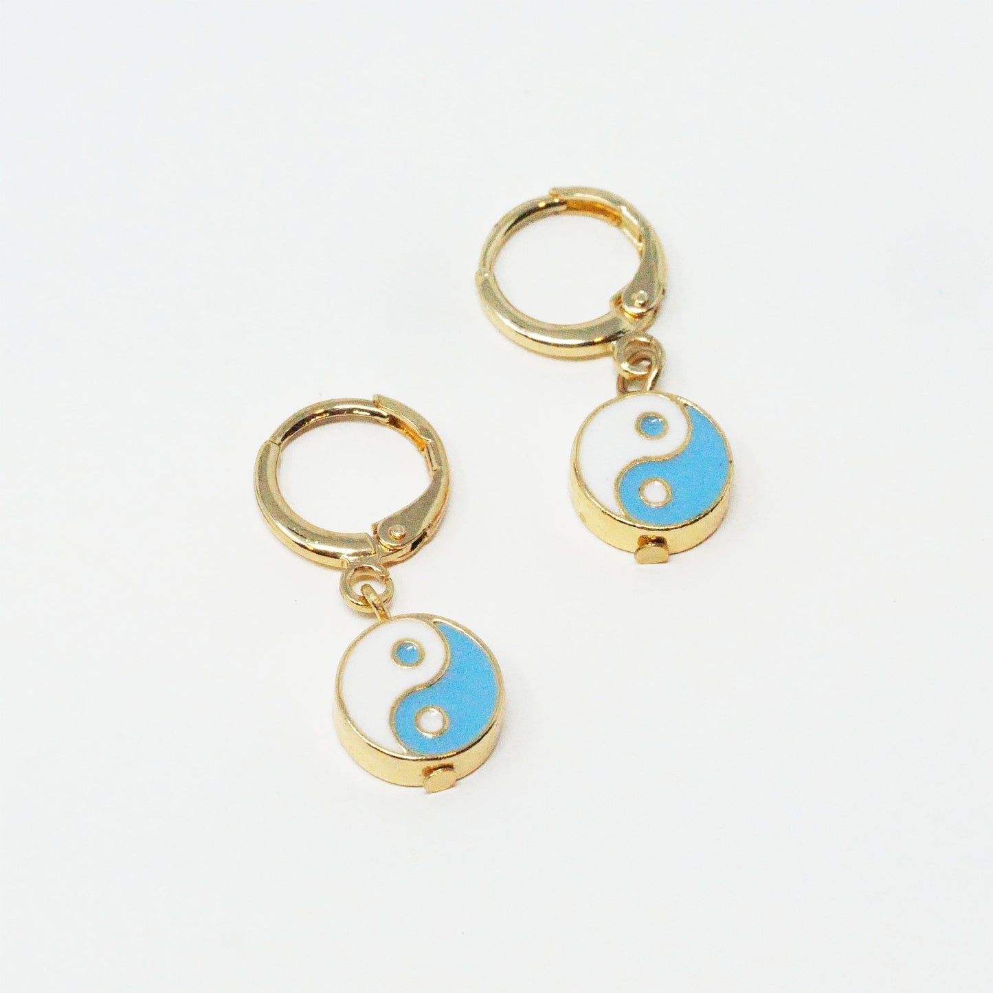Take A Trip White and Blue Yin Yang Earrings