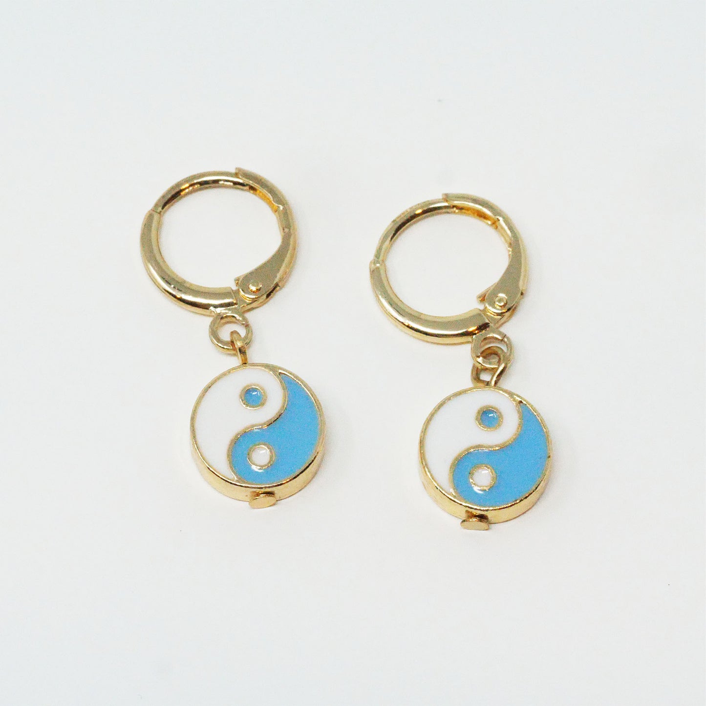 Take A Trip White and Blue Yin Yang Earrings