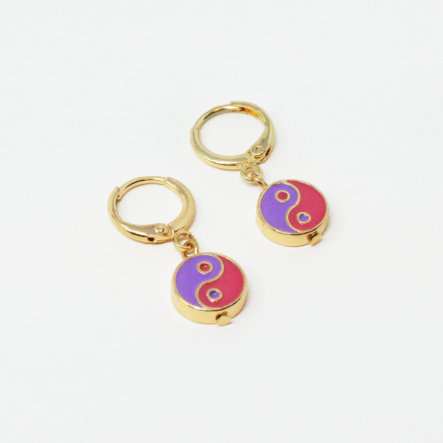 Take A Trip Pink and Purple Yin Yang Earrings