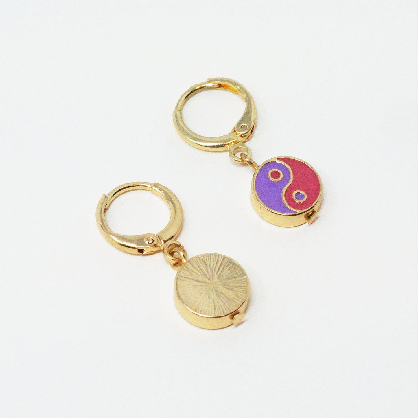 Take A Trip Pink and Purple Yin Yang Earrings