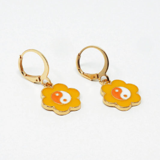 Orange Retro Flower Earrings