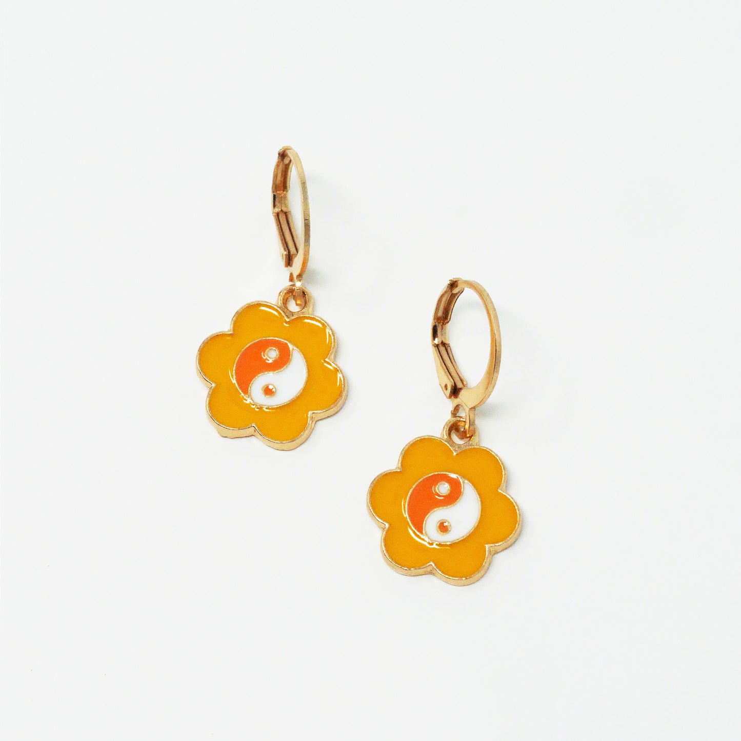 Orange Retro Flower Earrings