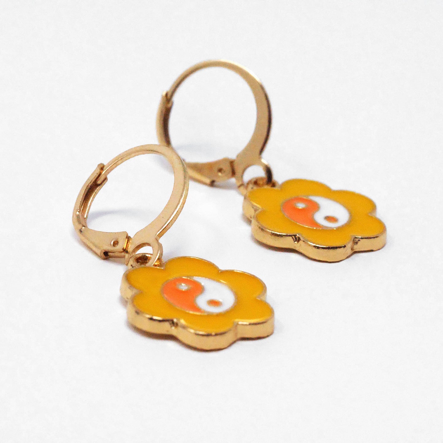Orange Retro Flower Earrings