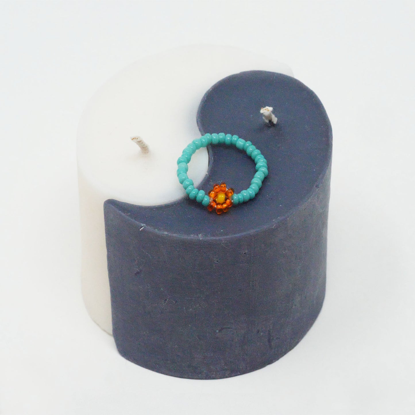 Green Orange Daisy Ring