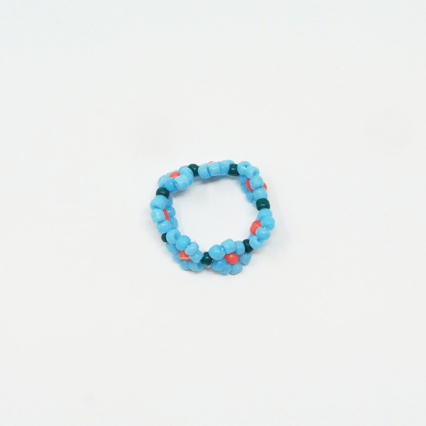 Blue Daisy Bead Ring