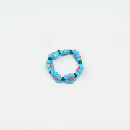Blue Daisy Bead Ring