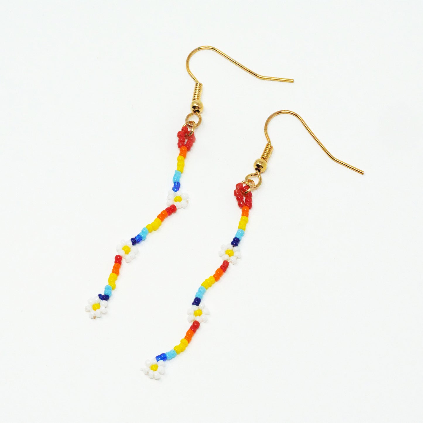 Rainbow Bead Dangly Earrings