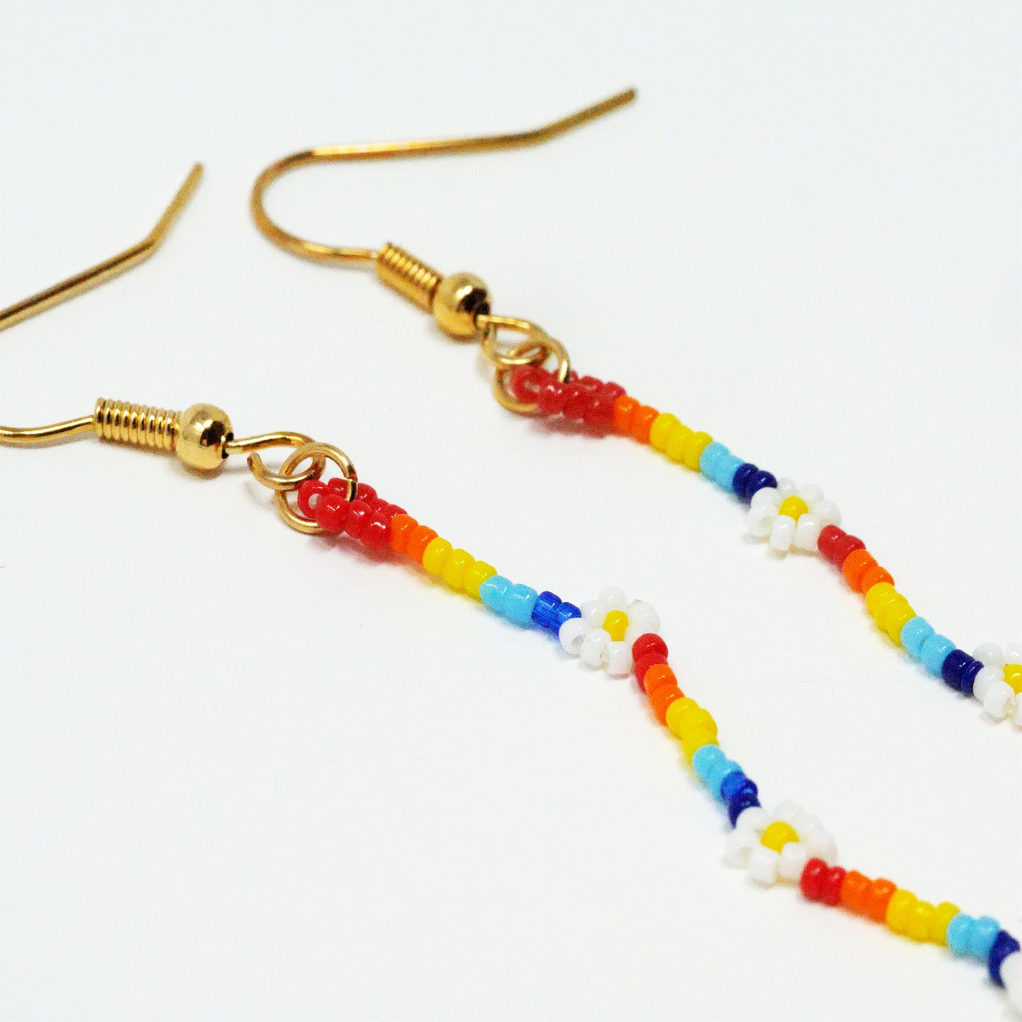 Rainbow Bead Dangly Earrings