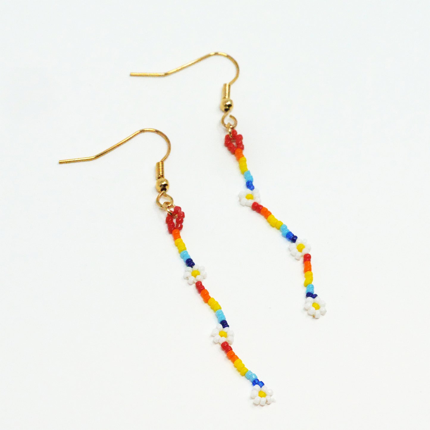 Rainbow Bead Dangly Earrings