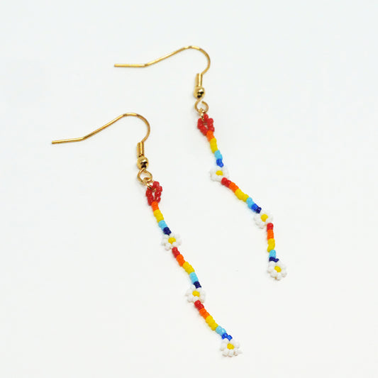 Rainbow Bead Dangly Earrings