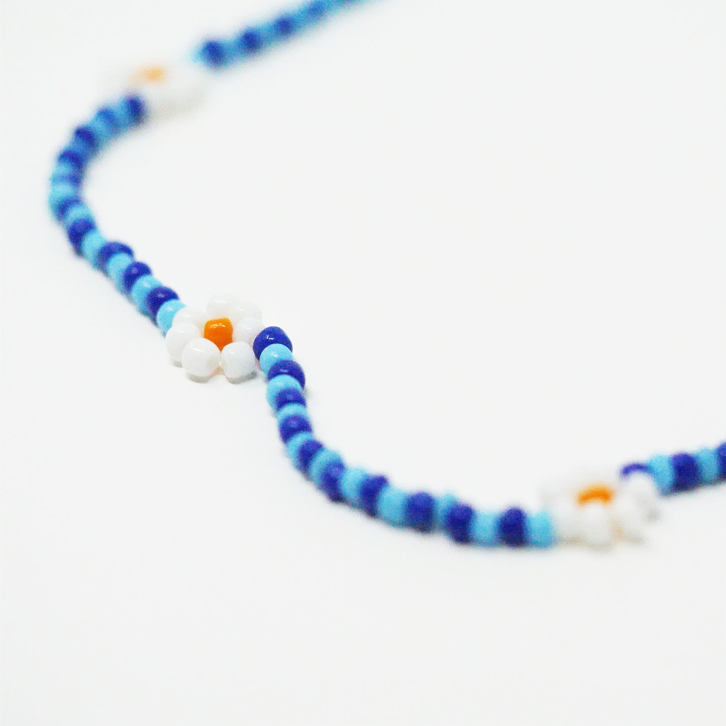 Blue Striped Daisy Necklace