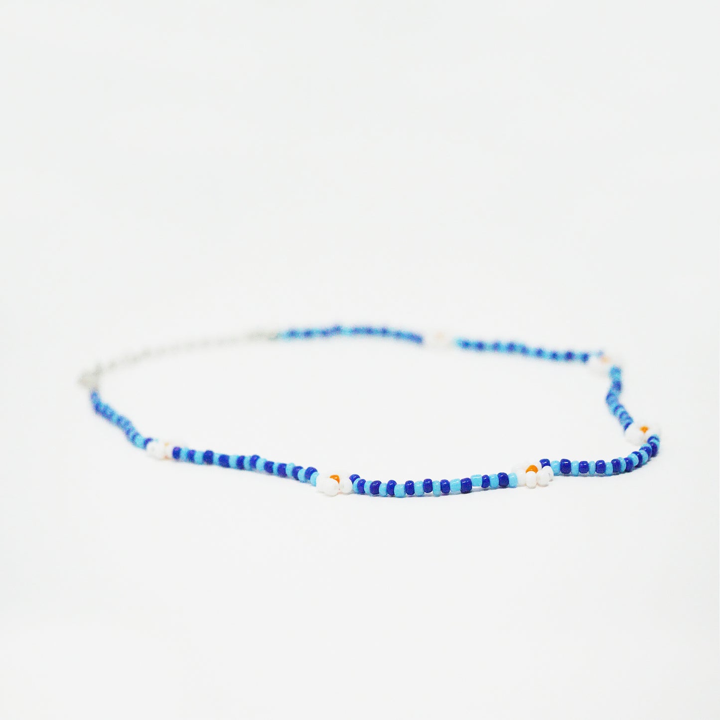 Blue Striped Daisy Necklace