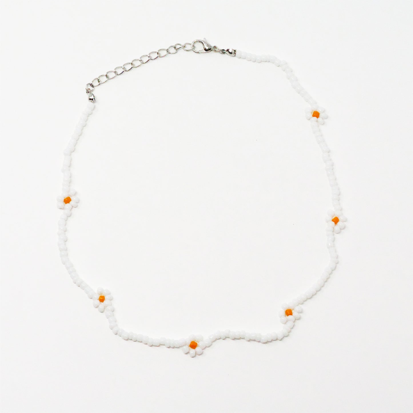 White n Orange Daisy Necklace