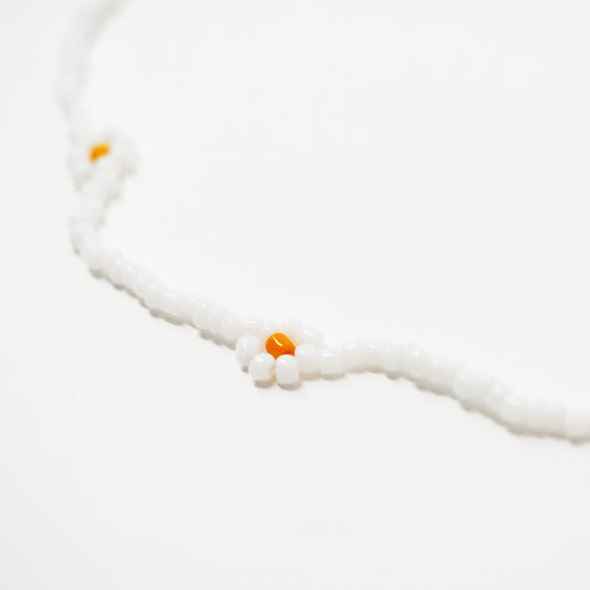 White n Orange Daisy Necklace