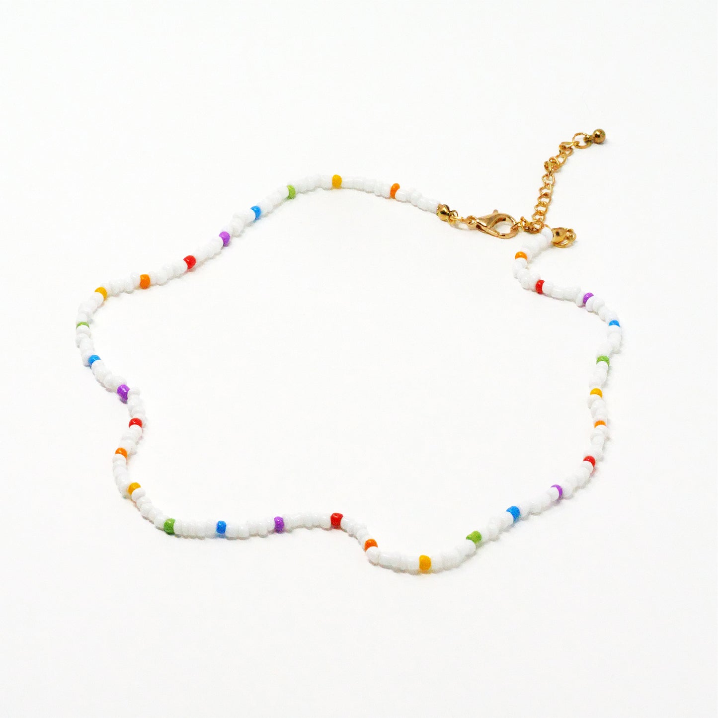 2 Piece White Rainbow Daisy Choker Set