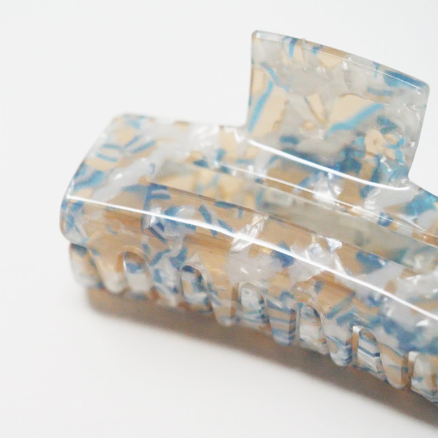 Medium Blue Beige Rectangular Claw
