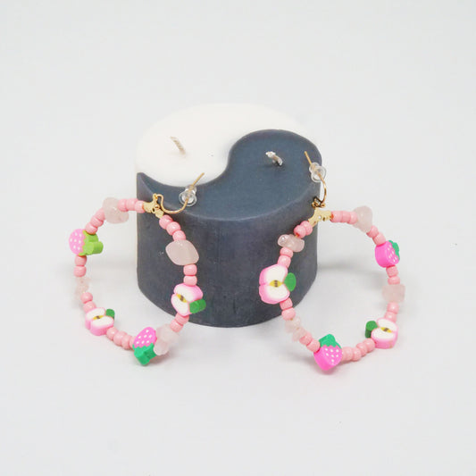 y2k Blush Pink Fruity Hoops