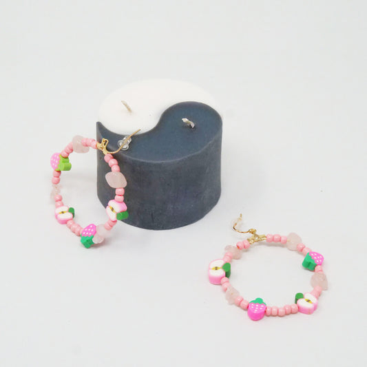 y2k Blush Pink Fruity Hoops