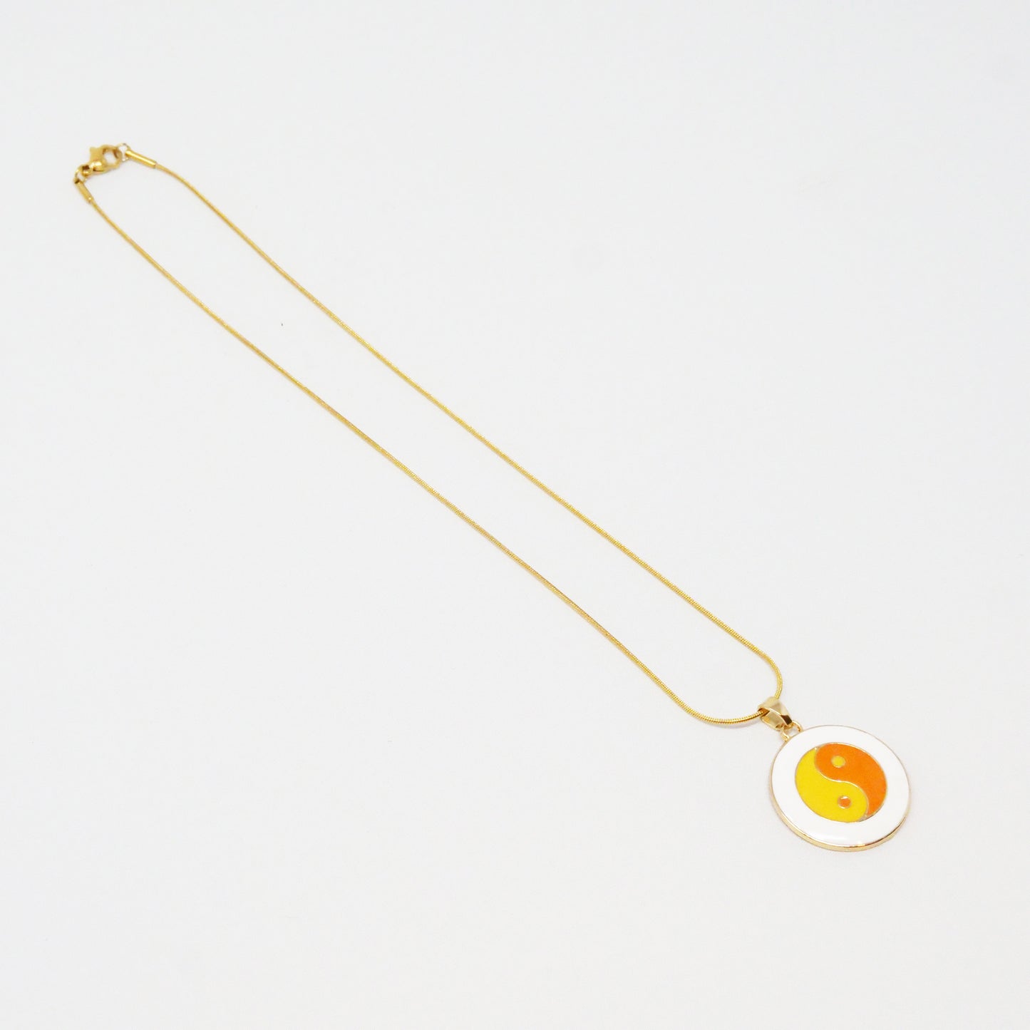 Orange Enamel Yin Yang Necklace