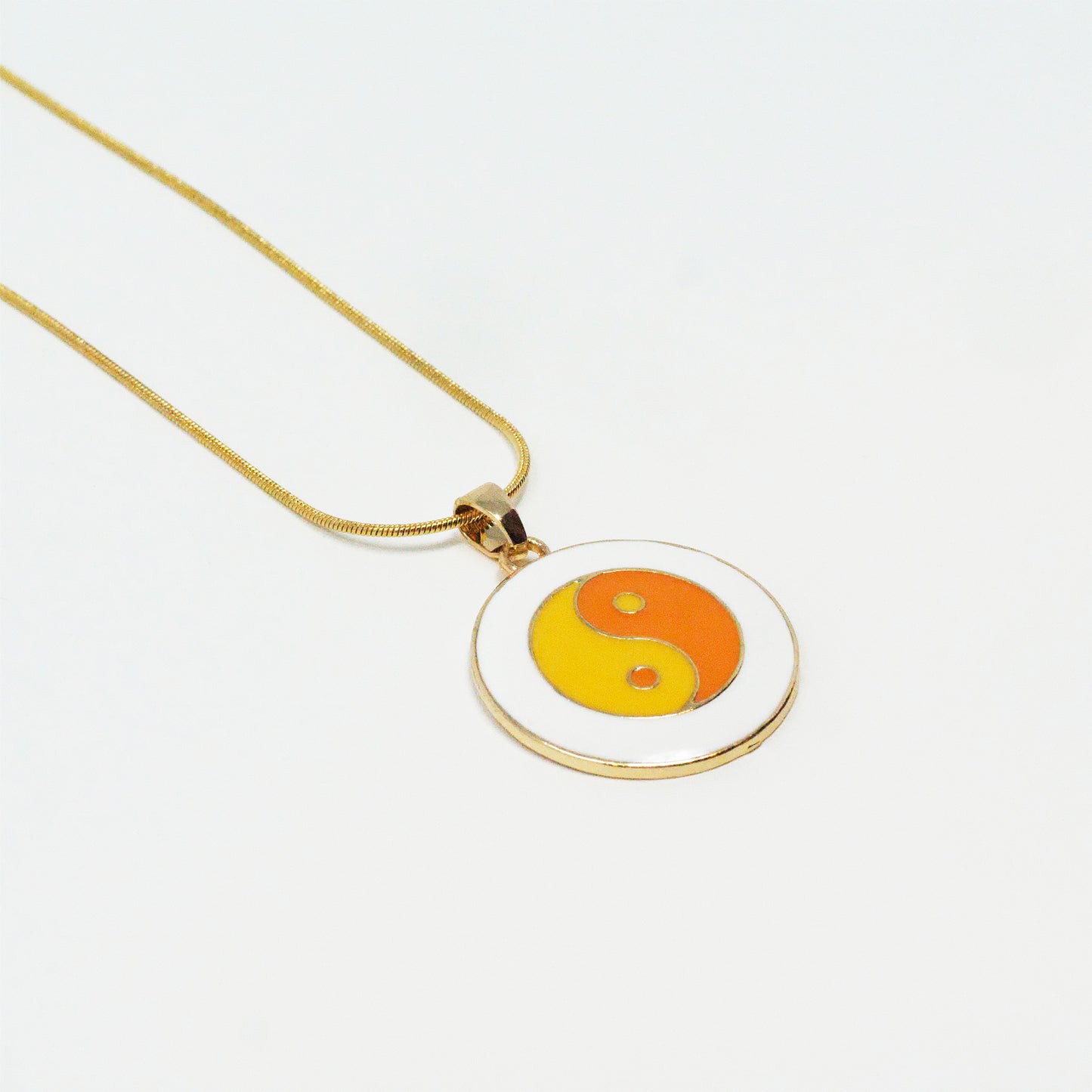 Orange Enamel Yin Yang Necklace