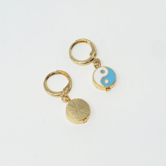 Take A Trip White and Blue Yin Yang Earrings