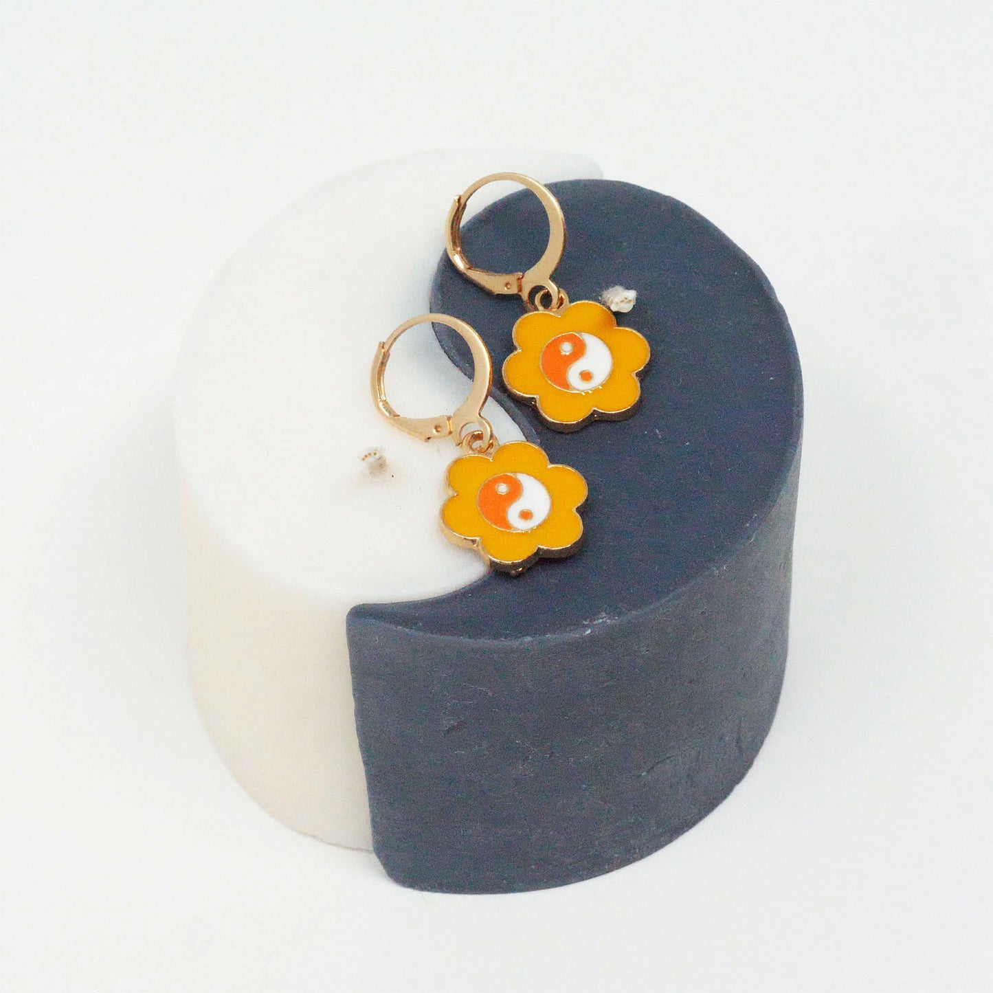Orange Retro Flower Earrings