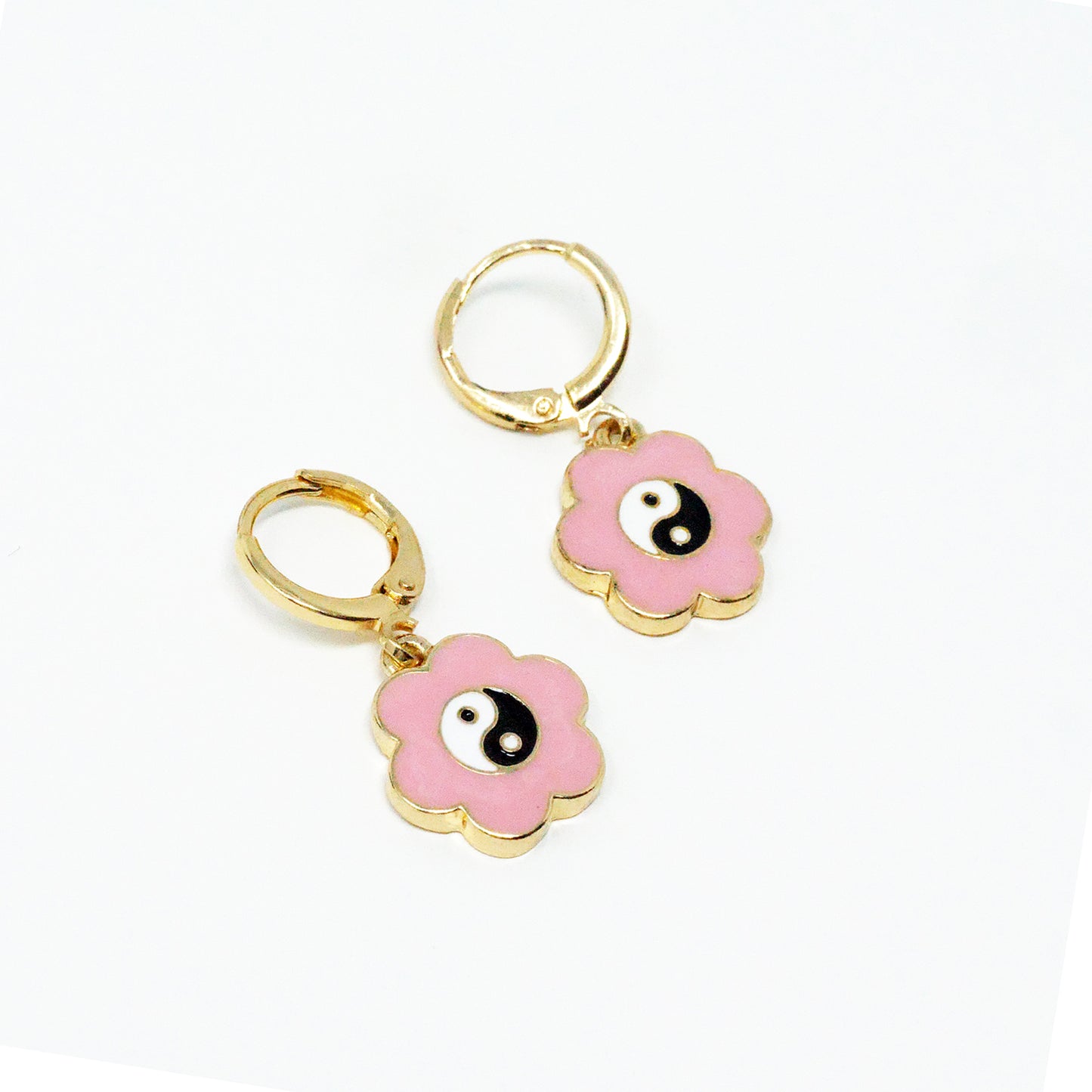 Pink Puff Yin Yang Earrings