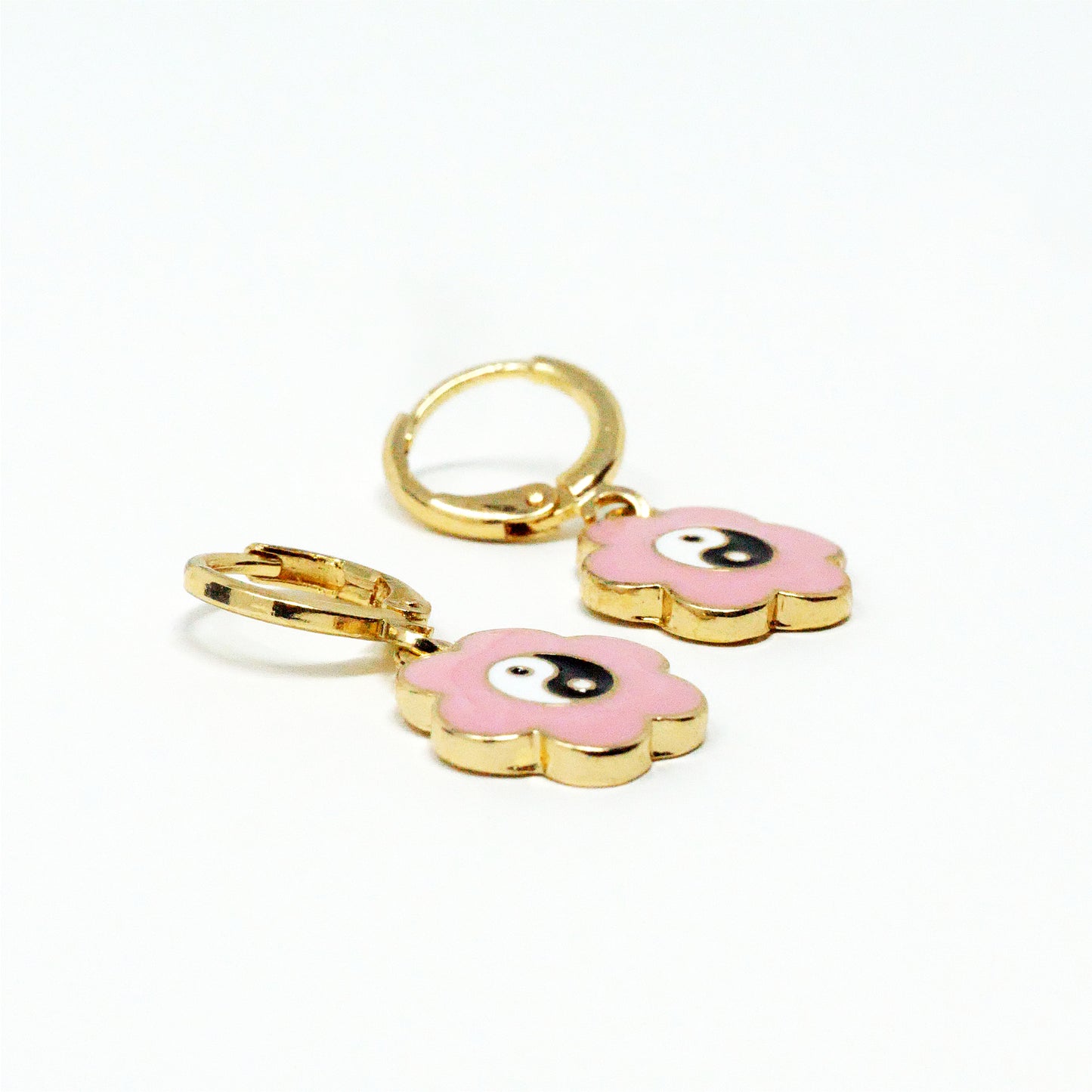 Pink Puff Yin Yang Earrings