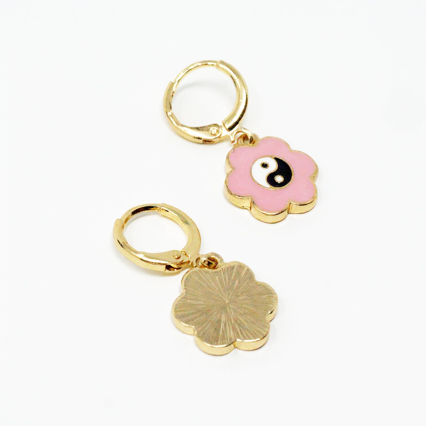 Pink Puff Yin Yang Earrings