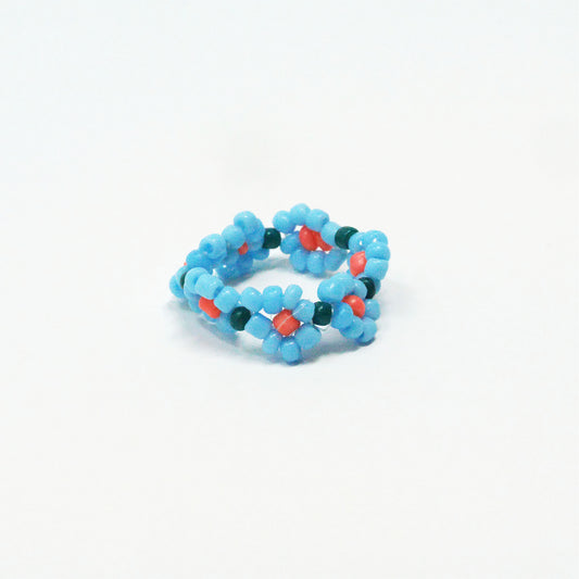Blue Daisy Bead Ring