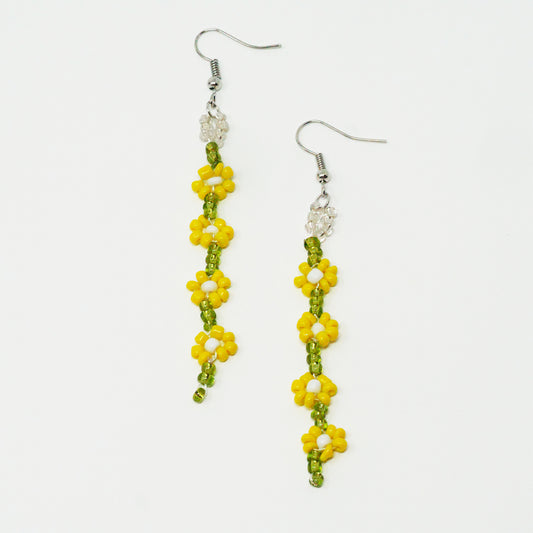 Yellow Daisy Dangly Earrings
