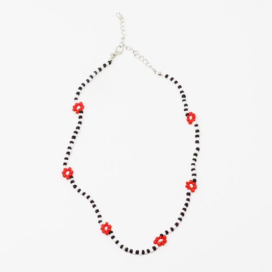 Black n White Striped Daisy Necklace