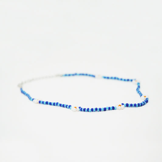 Blue Striped Daisy Necklace