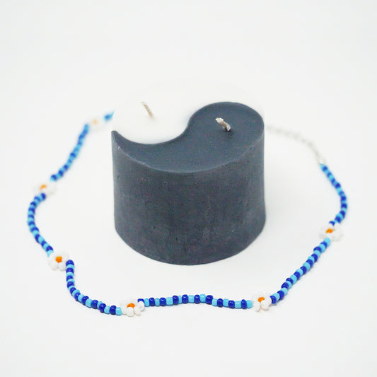 Blue Striped Daisy Necklace