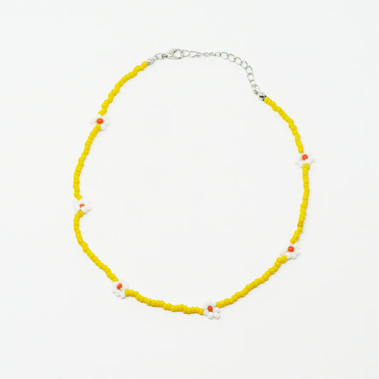 Yellow Bead Daisy Necklace