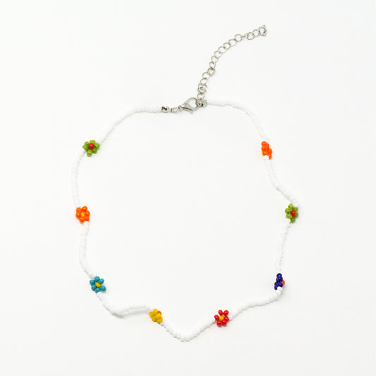 White Rainbow Daisy Choker