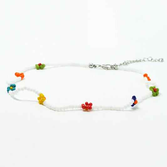 White Rainbow Daisy Choker